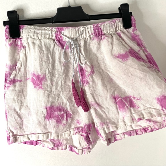 Rachel Zoe Linen Purple White Tie Dye Shorts - Picture 3 of 6